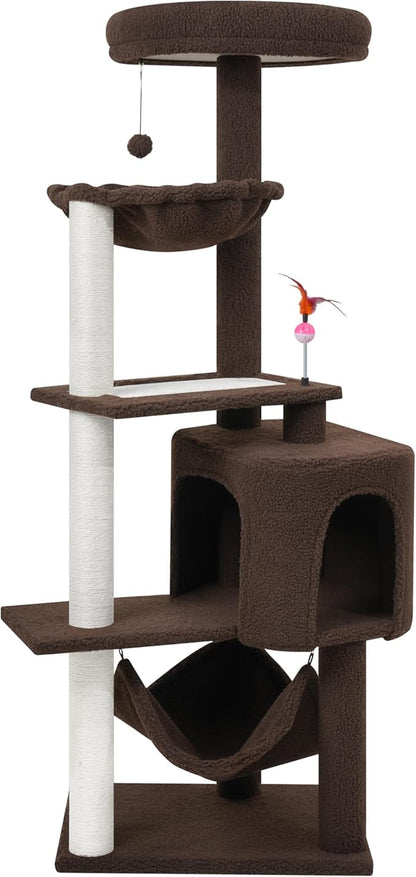 YUNIQUE Cat Tree with Cat Condo Scratch Posts Scratch Tablet and Big Hammock by YUNIQUE