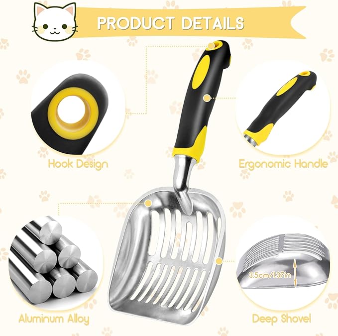 Cat Litter Scoop, Metal Cat Scooper, Rubber Handle Scoop, Sifting Shovel - Image 5