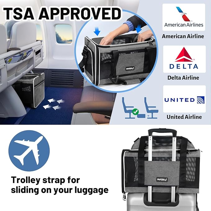Cat Carrier Top-Expandable 18x11x11, United Delta American Airline Approved Dog - Image 3