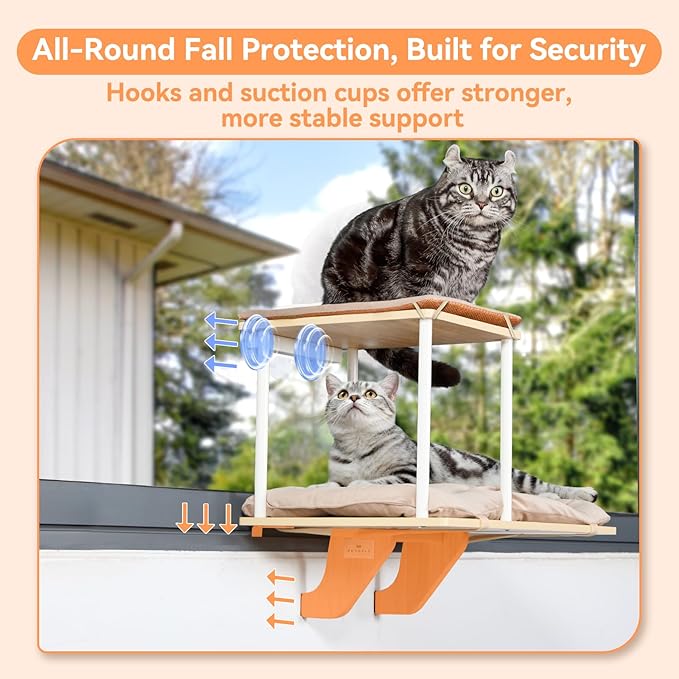 PETSFIT Cat Window Perch, Dual-Level Hammock - Image 2