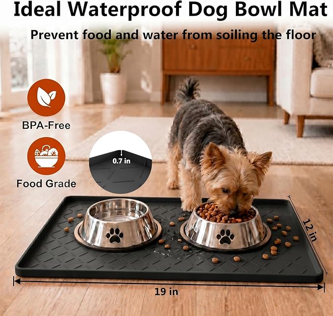 MateeyLife Silicone Mat Waterproof 12"X19", Dog Bowl Mats - Image 3