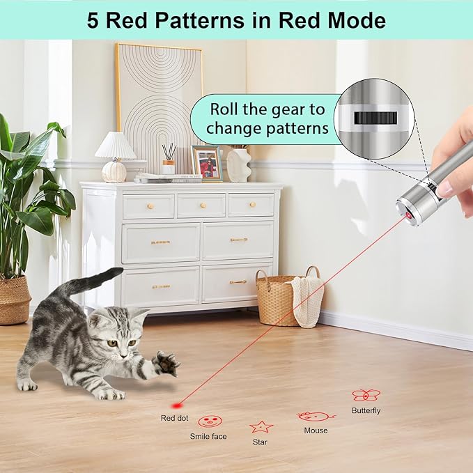 TBTeek Cat Toy, USB Rechargeable Interactive Kitten Toy, 7 Light Modes & - Image 4