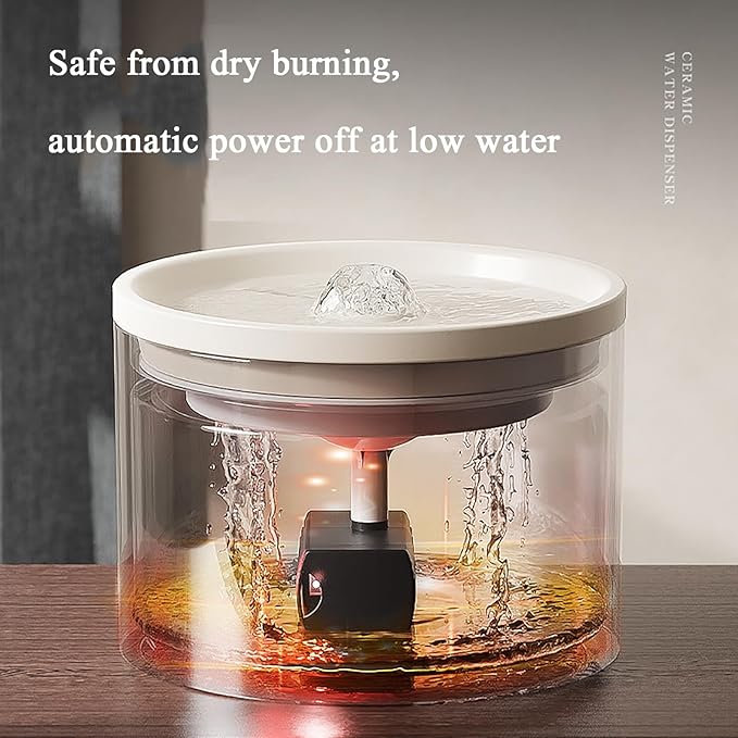 Ceramic Cat Water Fountain 60.87oz/1.8L Automatic Super Silent Pet Drinking - Image 2