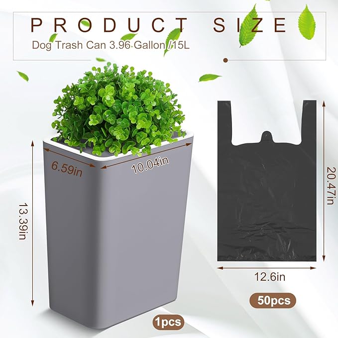 Jingmore Dog Poop Trash Can Outside 3.96 Gal/15 L Plant Styled Dog Waste Trash - Image 2