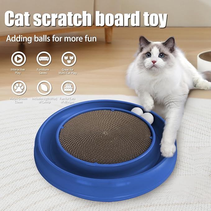 Cat Scratcher Toy Ball Track for Indoor Cats, Round Interactive Scratching - Image 2