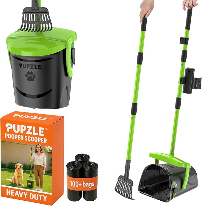 Pupzle Dog Pooper Scooper with Bag Attachment, Dog Poop Scoop by Pupzle