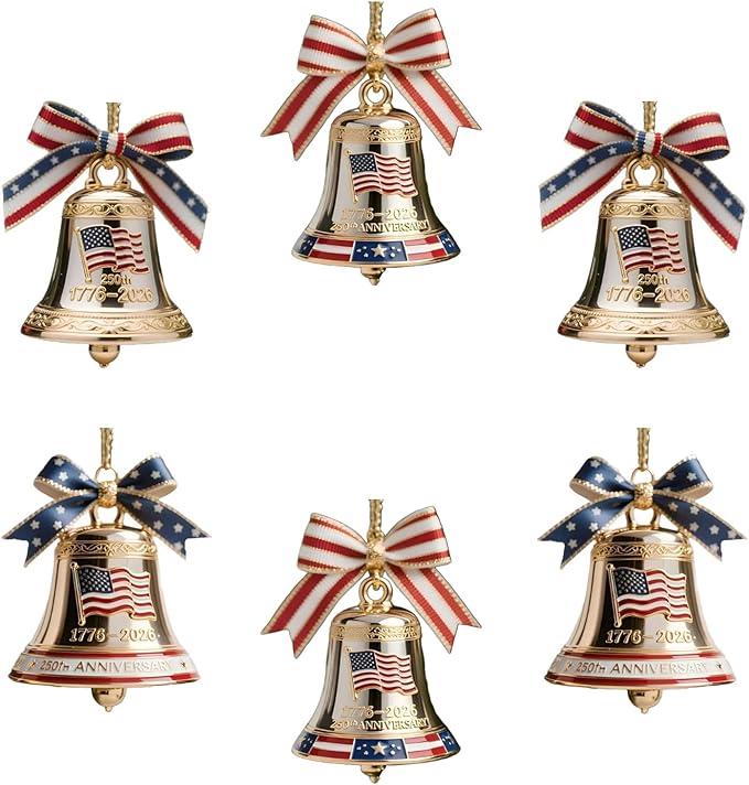 6 Pcs 250th Anniversary Liberty Bell Ornament Christmas Bell Ornaments by BHOOKA