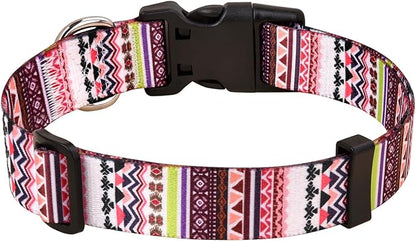 Mihqy Dog Collar with Bohemia Floral Tribal Geometric Patterns - Image 2