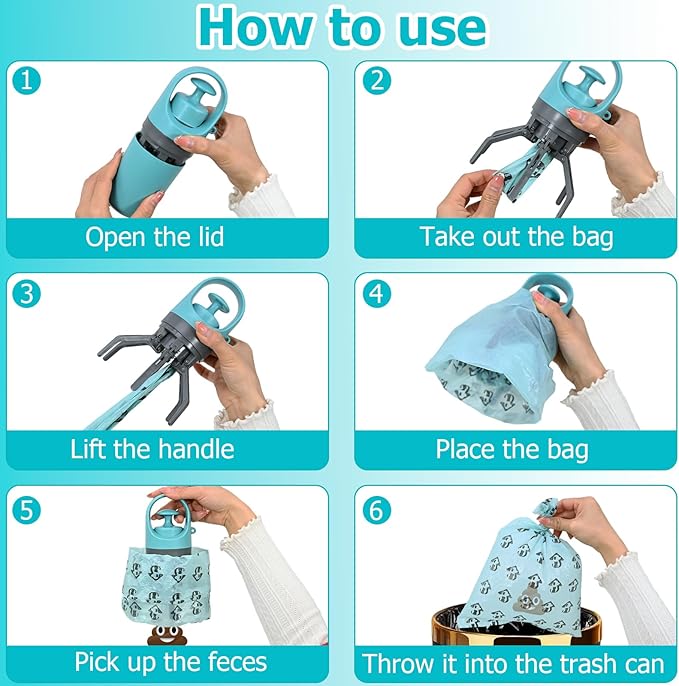 STHF Easy one-Hand Dog Waste Pickup. Portable Claw Tool Includes Bag Dispenser - Image 4