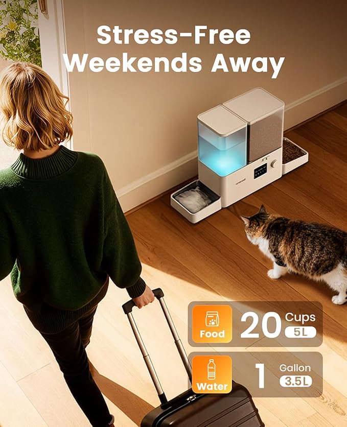 oneisall WiFi Automatic Cat Feeder and Water Dispenser, 2-in-1 Timed Cat Feeder - Image 7