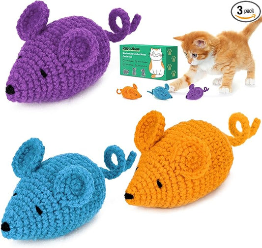 Retro Shaw Catnip Toys Crochet Mice Cat Toys, Stuffed by RetroShaw