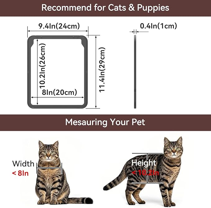 Cat Door for Screen Door with Magnetic Auto-Close, Dual Lockable Tabs Doggy - Image 6
