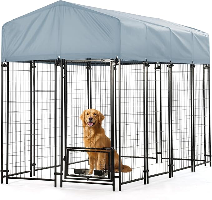 Dog Kennel Outside with Roof, Heavty Duty Welded Dog Crate Playpen with by Unknown