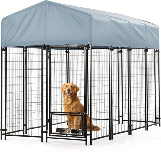 Dog Kennel Outside with Roof, Heavty Duty Welded Dog Crate Playpen with by Unknown