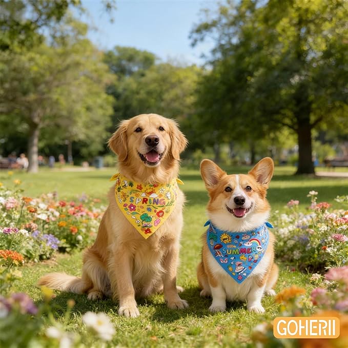 Spring Summer Dog Bandanas, Cute Colorful Bandanas, Washable Cotton Adjustable - Image 3
