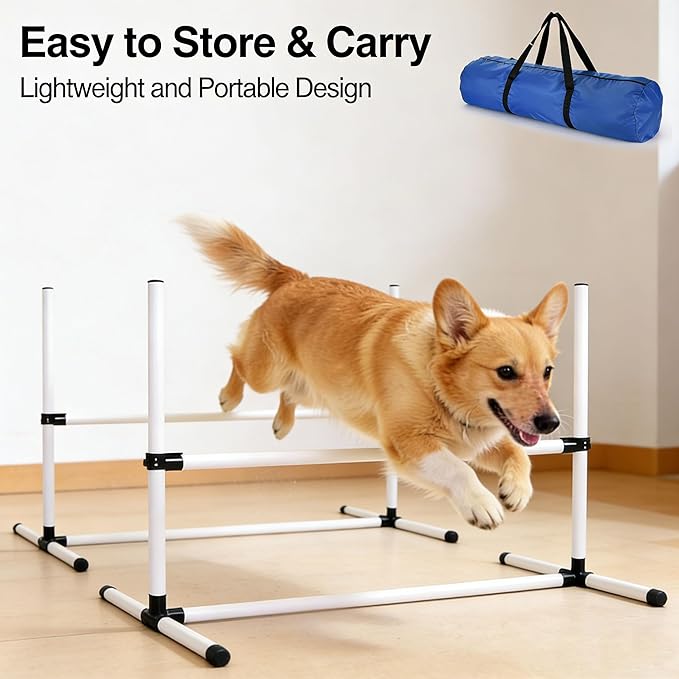 4 PCS Dog Agility Course Equipment, Adjustable Jump Bars Obstacle Training - Image 6