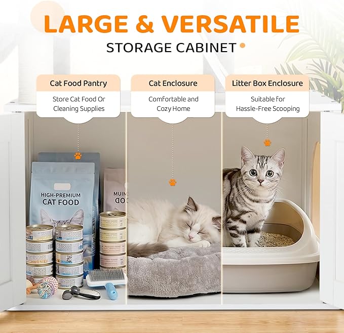 VINGLI Cat Tree Tower with Litter Box, Cat Tower wih Scratching Posts, Houses - Image 3