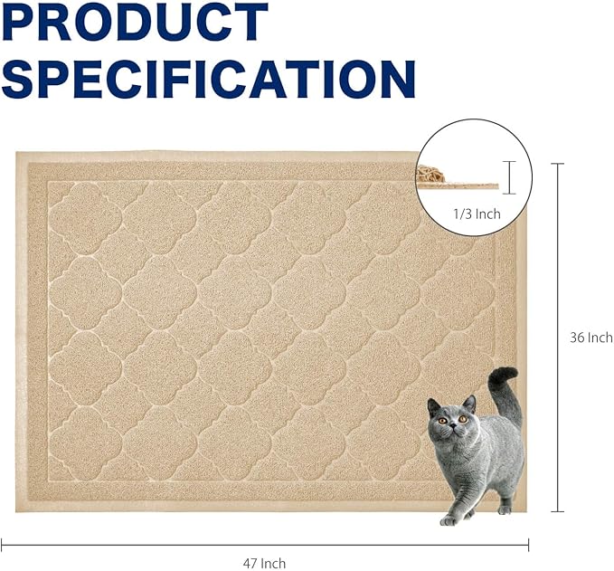 WePet Cat Litter Box Mat, Kitty Premium PVC Pad, Durable Trapping Rug, - Image 2