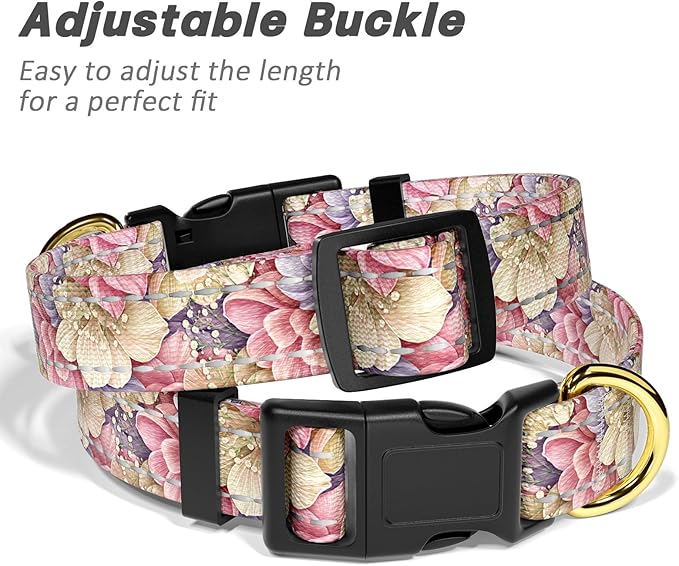 Reflective Dog Collar for Large Dogs, Cute Flower Theme Adjustable Heavy-Duty - Image 6