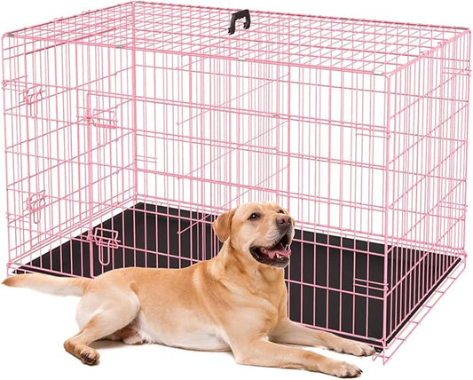 BestPet | Dog Crate | 36" | Pink | Foldable Metal Kennel by BestPet
