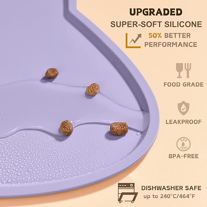 Cat Food Mat, Silicone Non Slip Dog Bowl Mat Waterproof Cat Feeding Mat Stop - Image 3