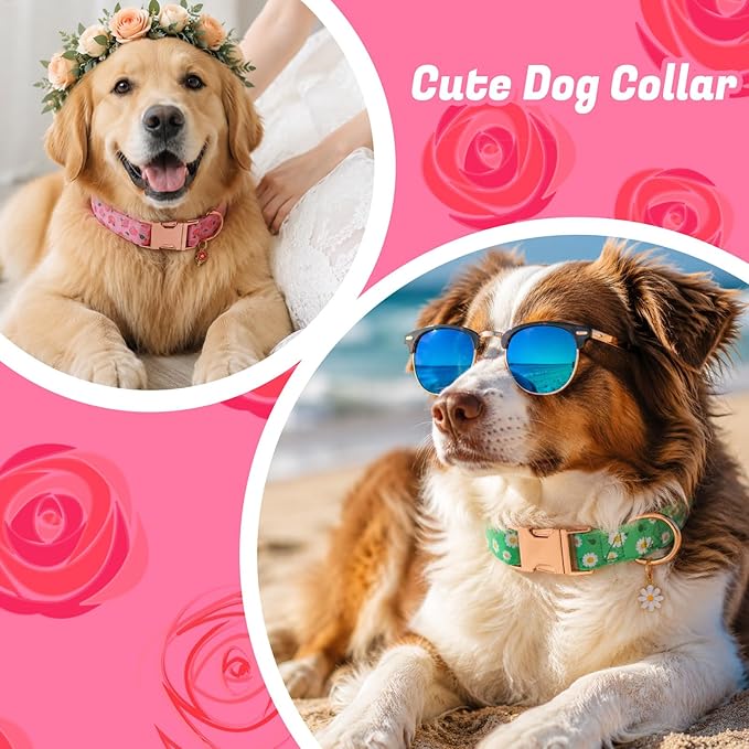 3 Pack Floral Dog Collars for Large Dogs Pink Dog Collar - Image 6