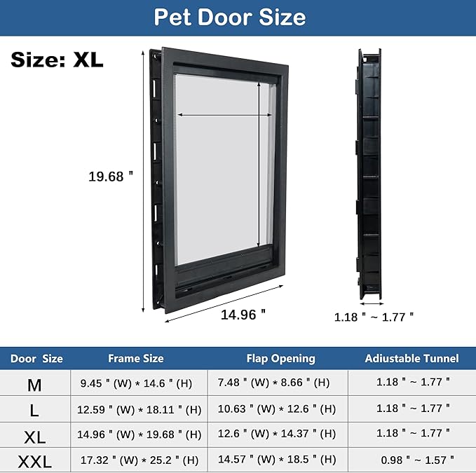 CEESC Large Dog Door with Soft Transparent Magnetic Flap and Snap-in Closing - Image 6