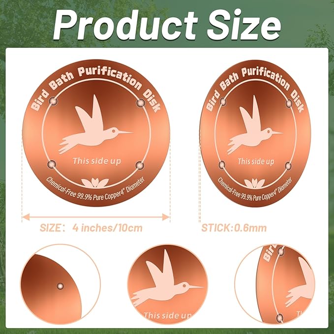 CTTZCKJ 3PCS Pure Copper Bird Bath Purification Disk - Image 2