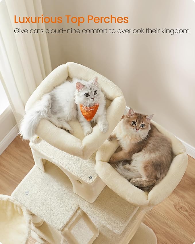 Feandrea Cat Tree, 66.1-Inch Large Cat Tower, 2 Perches, 2 Caves - Image 3