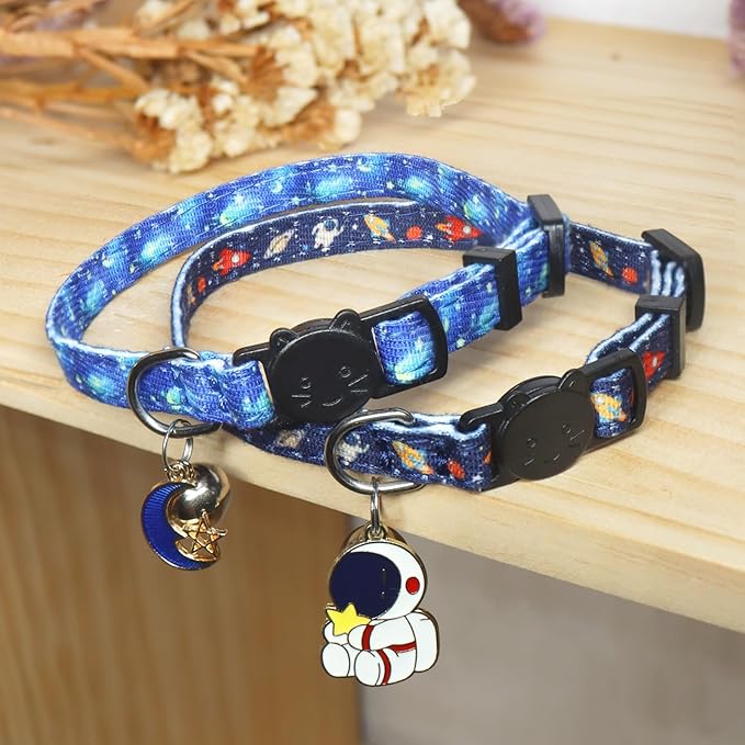 Cat Collar Breakaway, 2 Pack Cotton Kitten Collars - Image 3