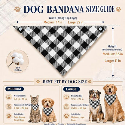Black and White lattices Pet Dog Bandana Triangle Bibs Scarf, Cute Winter Dog - Image 2