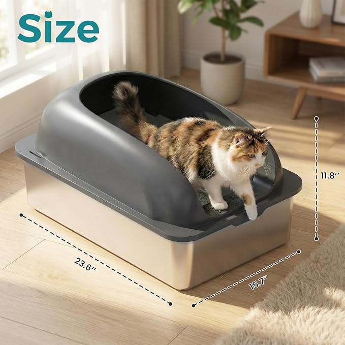 OLIXIS Stainless Steel Cat Litter Box - Image 5