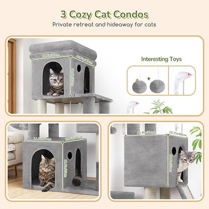 Globlazer 52in Cat Tower for Multiple Indoor Cats, Heavy Duty Multi-Level Cat - Image 3