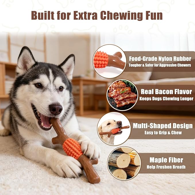 SCHITEC Dog Chew Toy for Aggressive Chewers, Tough Big Nylon & Rubber Teething - Image 6