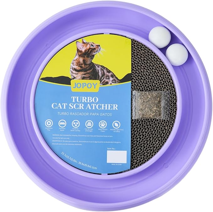Cat Scratcher Toy Ball Track for Indoor Cats, Round Interactive Scratching by JOPOY