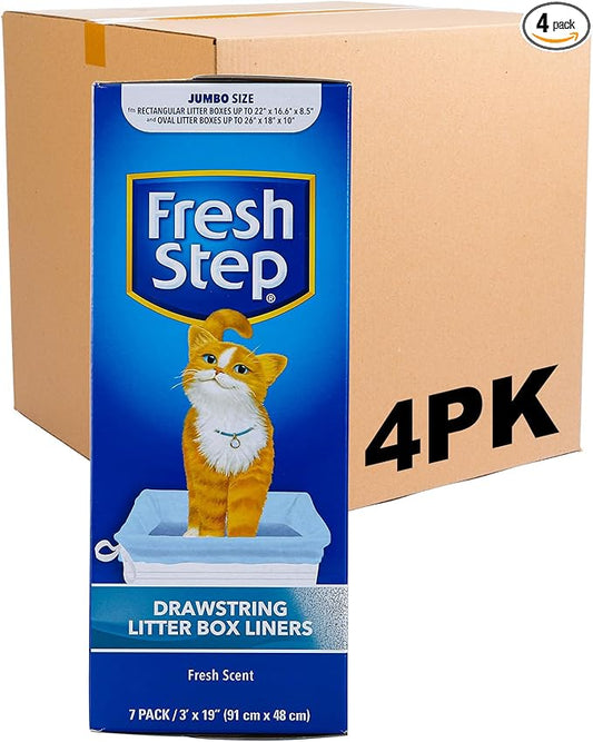 Fresh Step Jumbo Drawstring Cat Litter Box Liners, Scented Heavy Duty Kitty by FreshStep