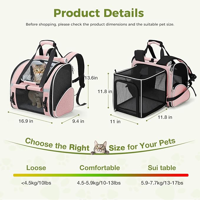 Lekereise Widened Pet Backpack Travel, Wide Pet Carrier Backpack - Image 2