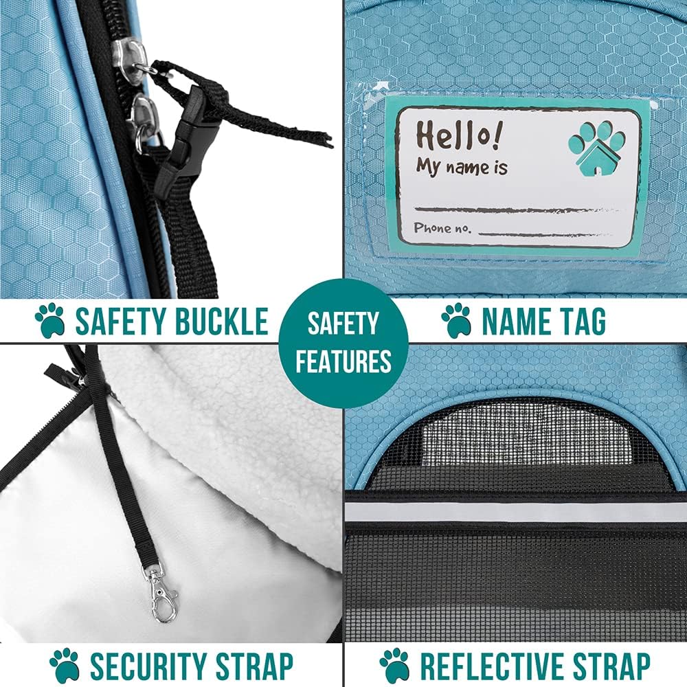 PetAmi Airline Approved Pet Carrier for Cat, Soft Sided Dog Carrier for Small Dogs, Cat Travel Supplies Accessories for Indoor Cats, Ventilated Pet Carrying Bag Medium Large Kitten Puppy, Small Blue