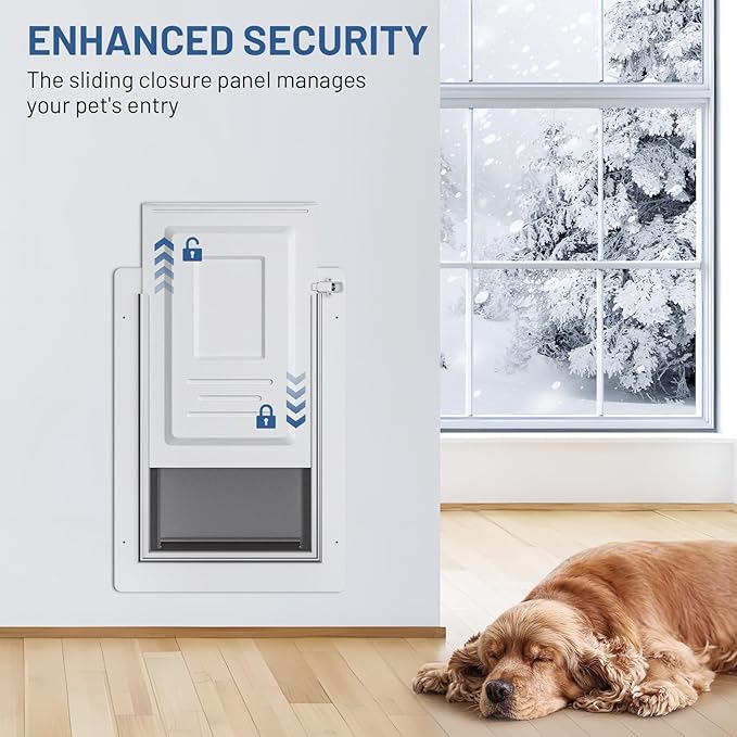 Pet Door for Wall with Secure Aluminum Lock, Steel Frame and Telescoping Tunnel - Image 3