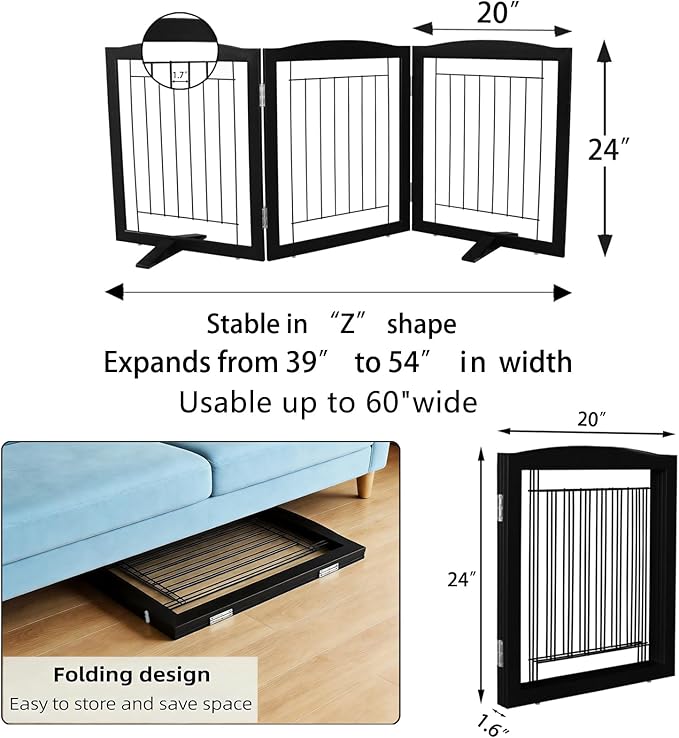 ZJSF Freestanding Dog Fence Indoor, Foldable Dog Gate - Image 7