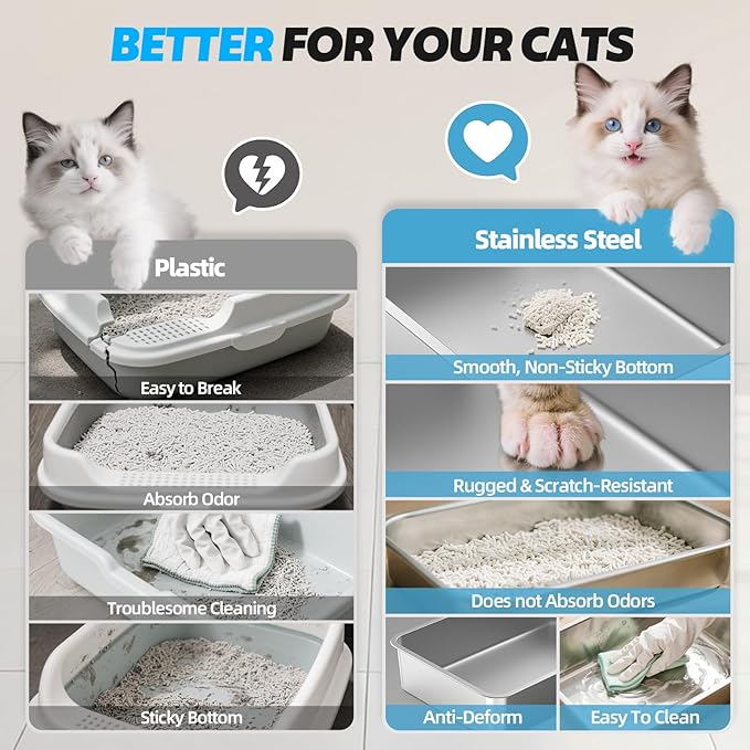 WoofiGo Enclosed Stainless Steel Cat Litter Box - Image 4