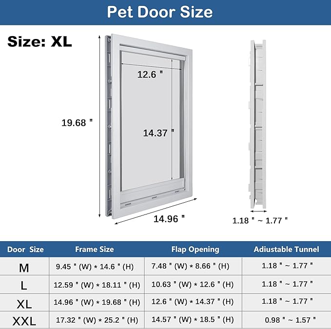 CEESC Large Dog Door with Soft Transparent Magnetic Flap and Snap-in Closing - Image 6