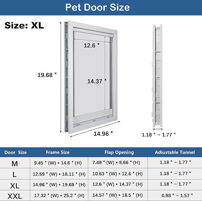 CEESC Large Dog Door with Soft Transparent Magnetic Flap and Snap-in Closing - Image 6