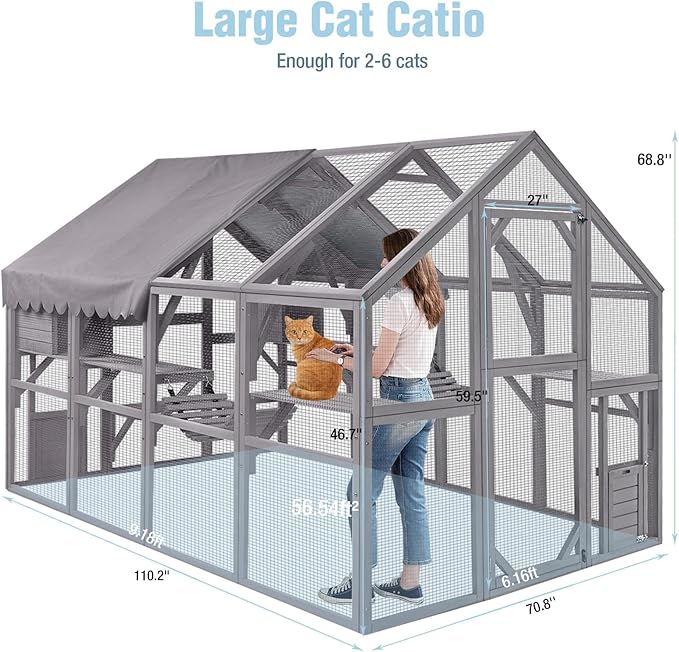 Large Catio Outdoor Cat Enclosure, 110.2’’ Cat House - Image 7