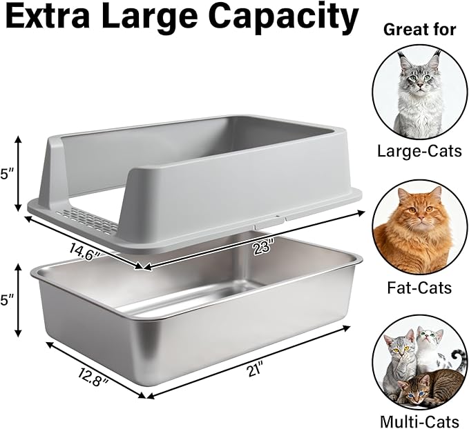2 Pack Stainless Steel Cat Litter Box - Image 2