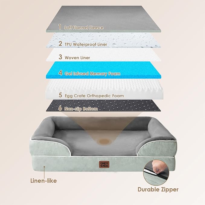 EHEYCIGA Orthopedic Dog Beds for Extra Large Dogs, Waterproof Memory Foam XL - Image 5