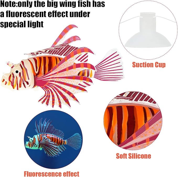 Weewooday 7 Pieces Artificial Fish Colorful Fake Fish Glowing Effect Aquarium - Image 2