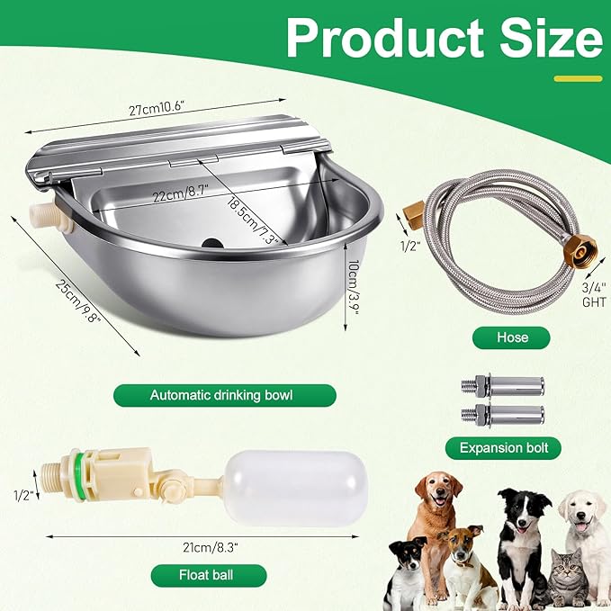 Metal Automatic Dog Water Bowl Dispenser, Outdoor Heavy Duty Stainless Steel - Image 6