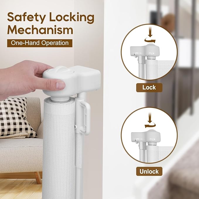 Miumoon 100 inch Retractable Baby Gates 34 inch Tall, Retractable Gate - Image 5
