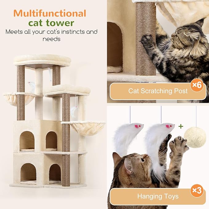 Globlazer Cat Tree Tower for Indoor Cats, Sturdy Adult Cat Tree House for Large - Image 5